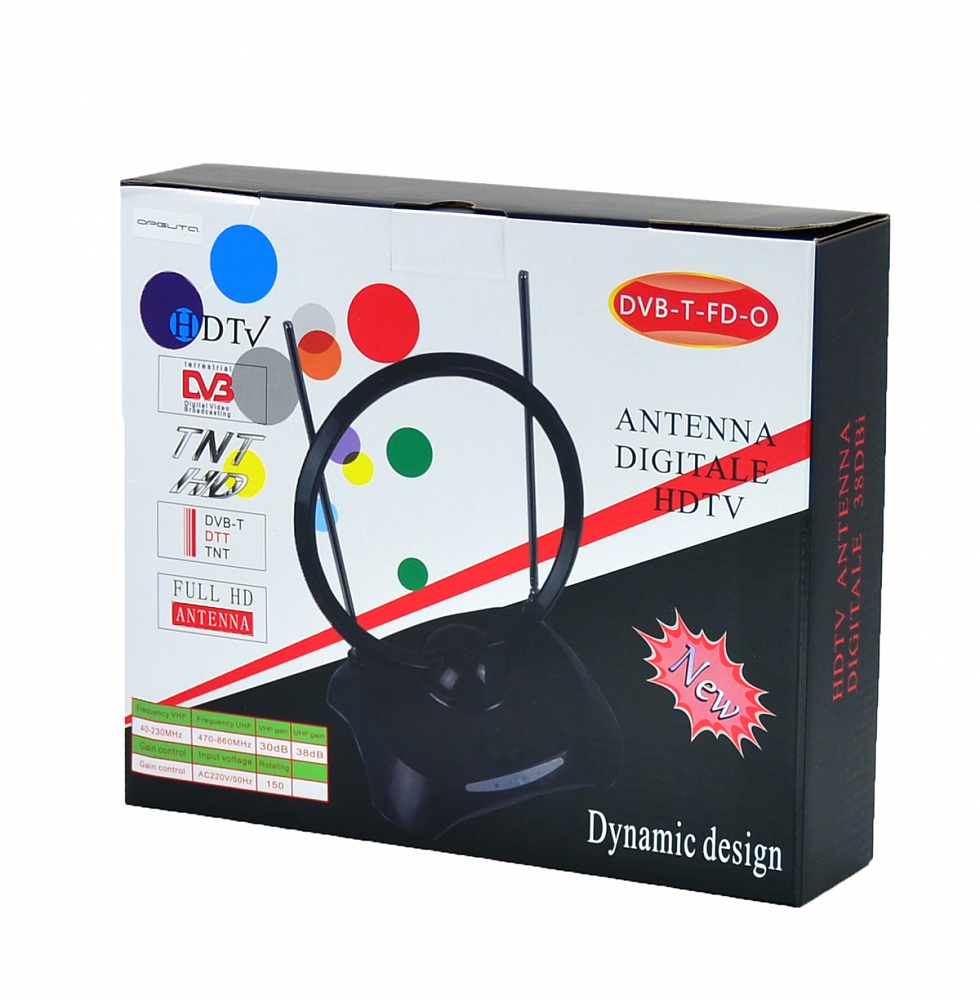 Антенна ТВ комнатная OT-ANT02 с усилителем, черная