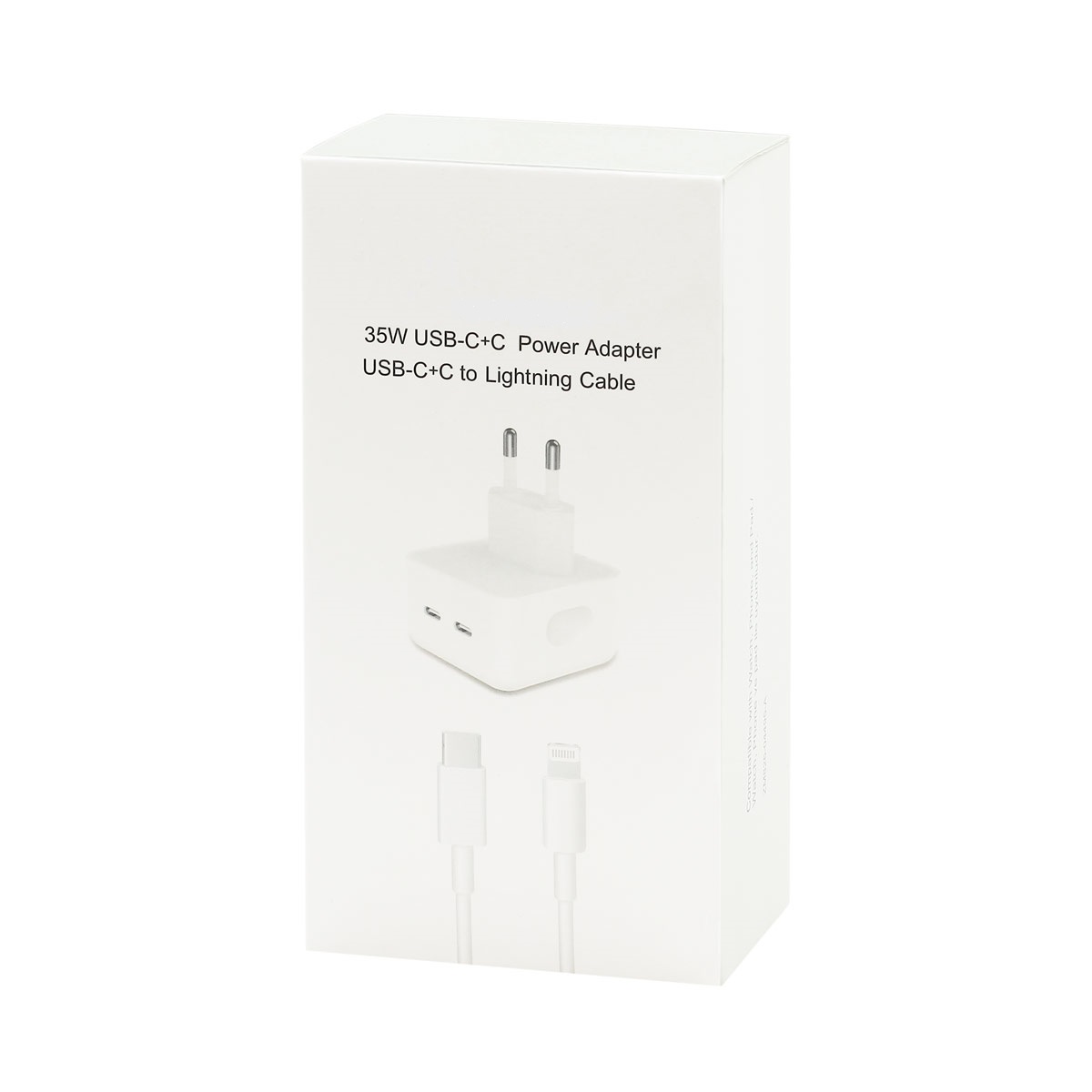 Сетевой адаптер USB-C 35W 2USB-C PD с кабелем USB-C to Lightning, белый (упаковка)
