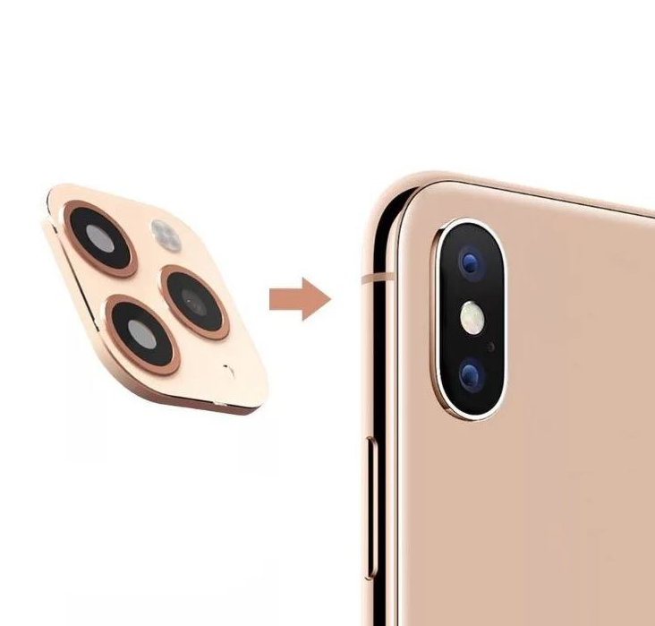 Защитная рамка-муляж камеры iPhone X/ XS/ XR/ XS Max золото (имитация 11 Pro)