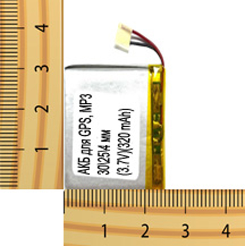 АКБ универсальная на проводах 30/ 25/ 4 мм (3.7V, 350 mAh)