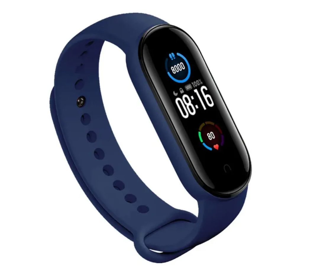 Ремешок силиконовый для Mi Band 5/ 6, темно-синий №25/ 7