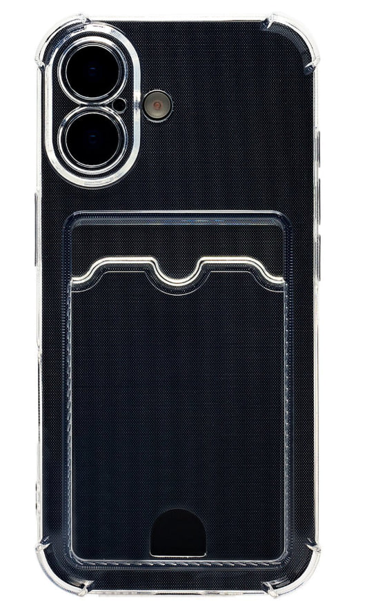 Чехол силиконовый с визитницей для iPhone 17, прозрачный