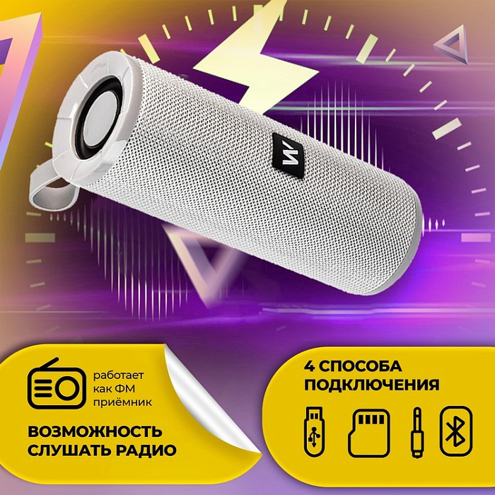 Колонка портативная WALKER WSP-110 Bluetooth, серая