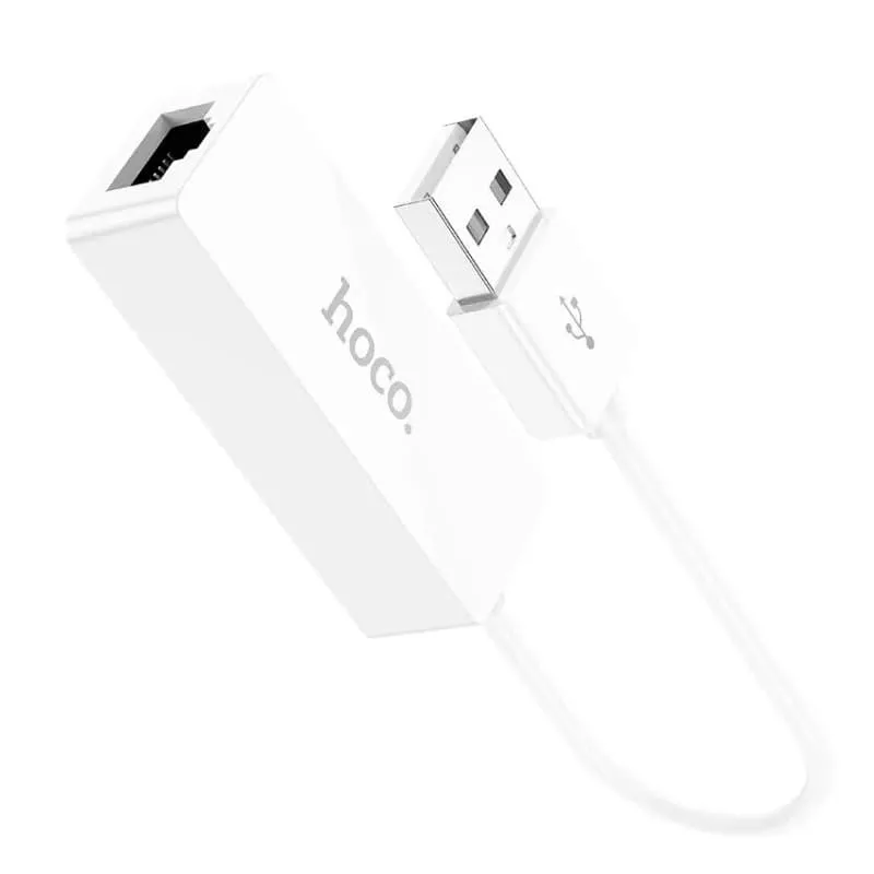 Адаптер переходник с USB на RJ45 Ethernet интернет 100Mbit Hoco UA22, белый