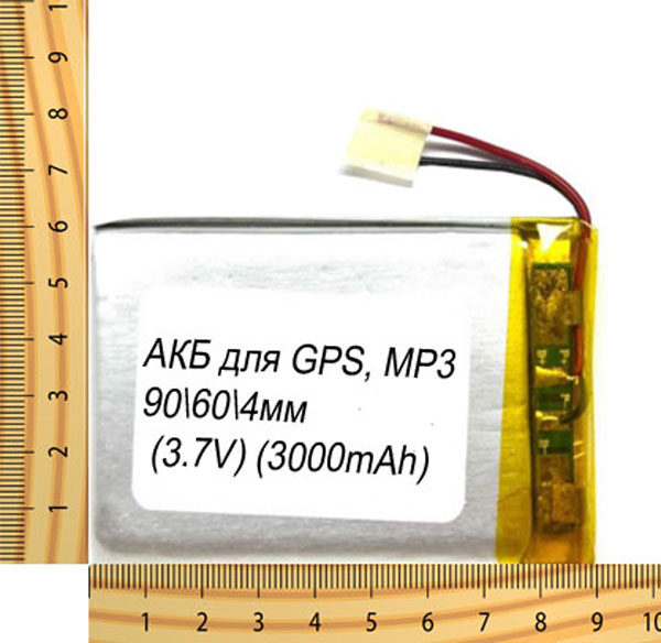 АКБ универсальная на проводах 90/ 60/ 4мм (3.7V, 3500mAh)
