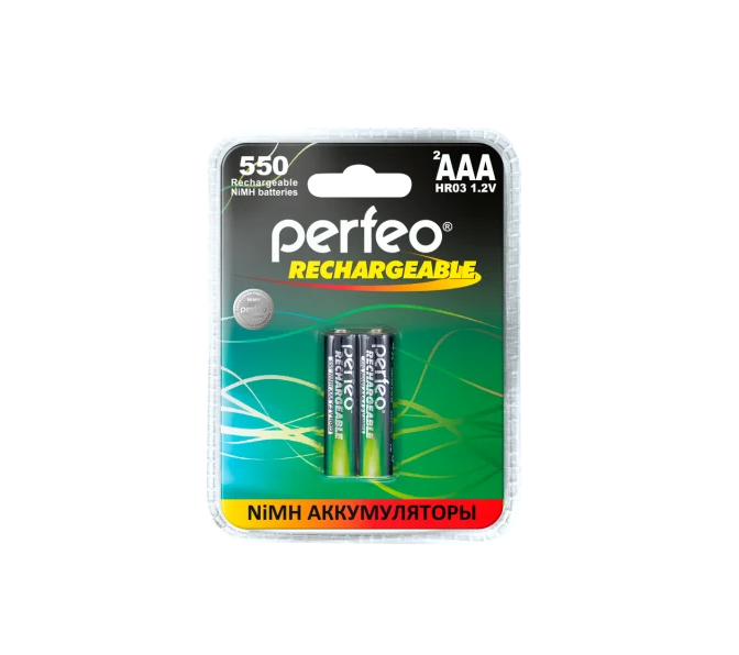 Аккумулятор Ni-MH Perfeo AAA 550mAh/2BL Аккумулятор Пластик 1,2V (цена за упаковку 2 шт)
