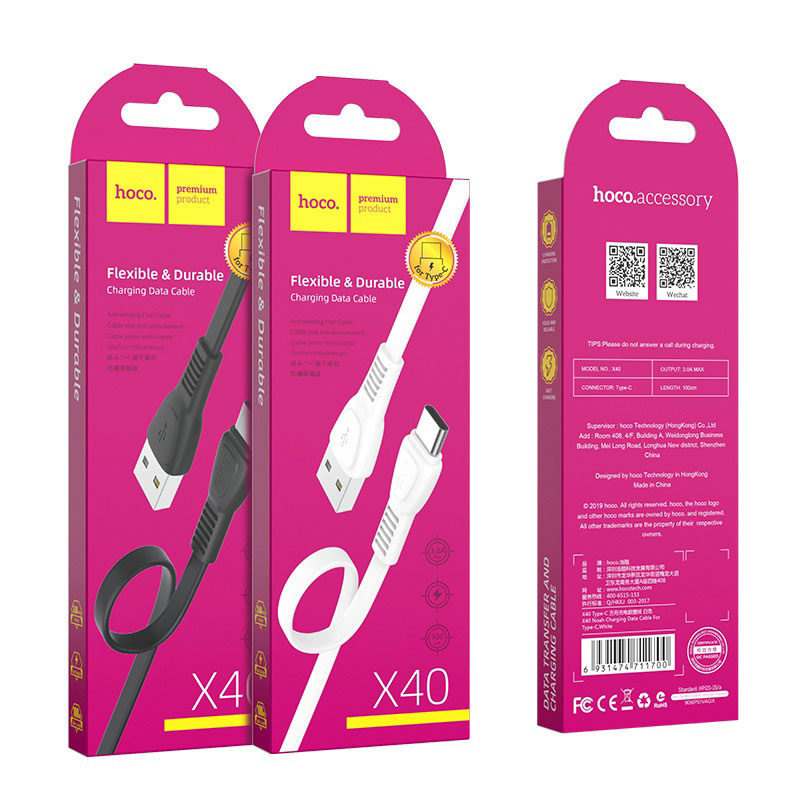 USB кабель Type-C HOCO X40 Noah (100см. 2.4A), черный