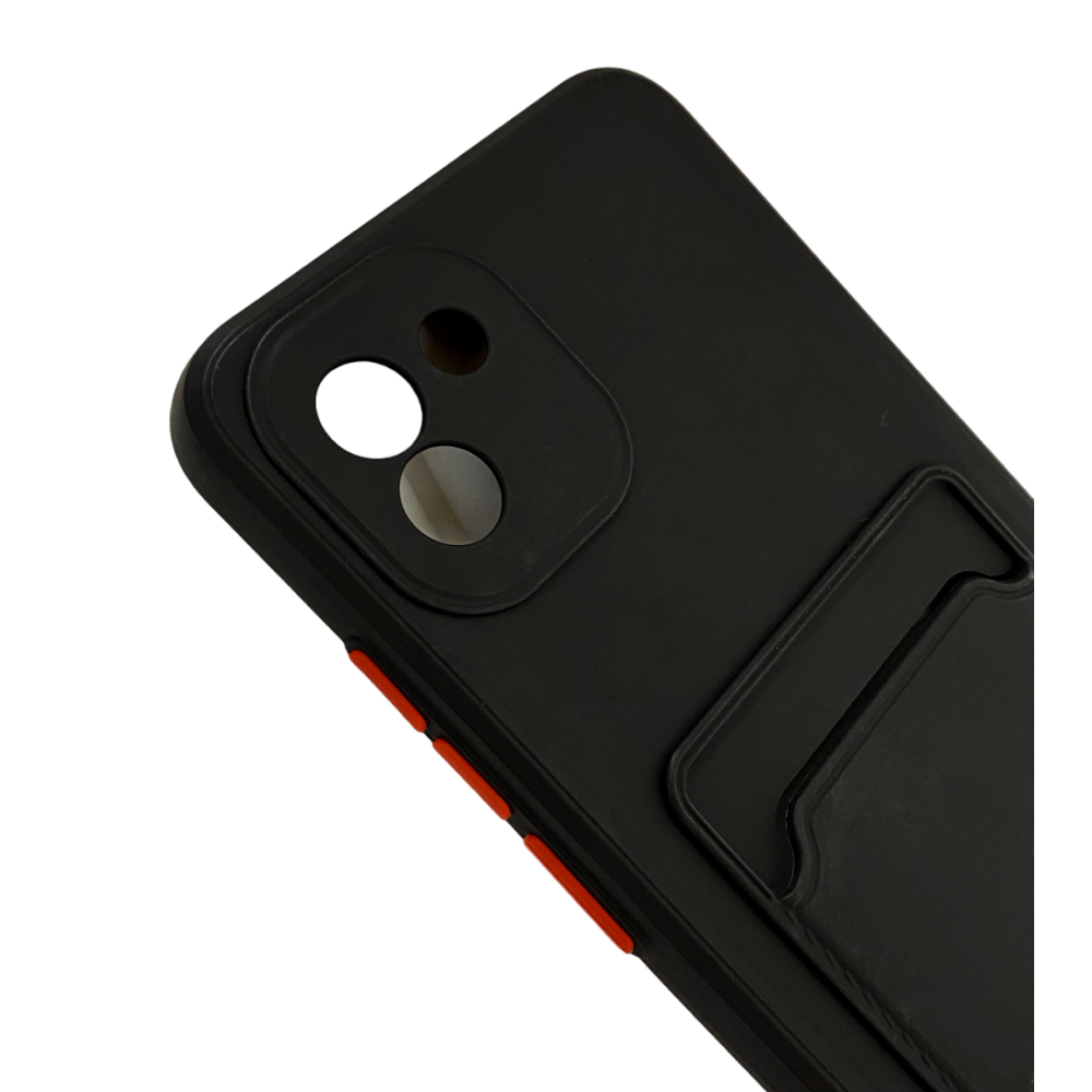 Чехол силиконовый с визитницей Samsung A03 SM-A035, черный