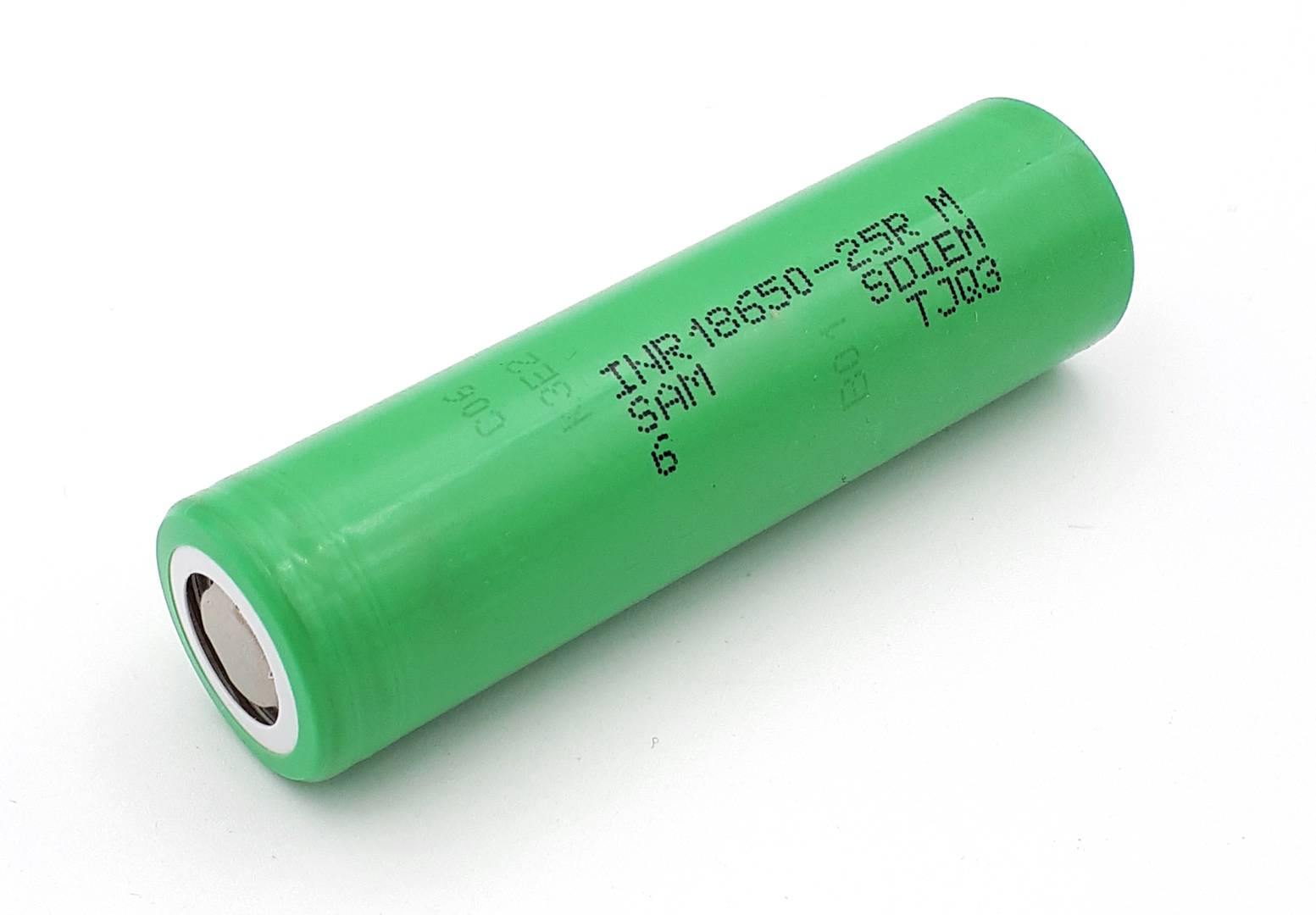Аккумулятор 18650 Samsung INR18650-25RM (2500mAh, 8С, 20мОм, 500 циклов) Green