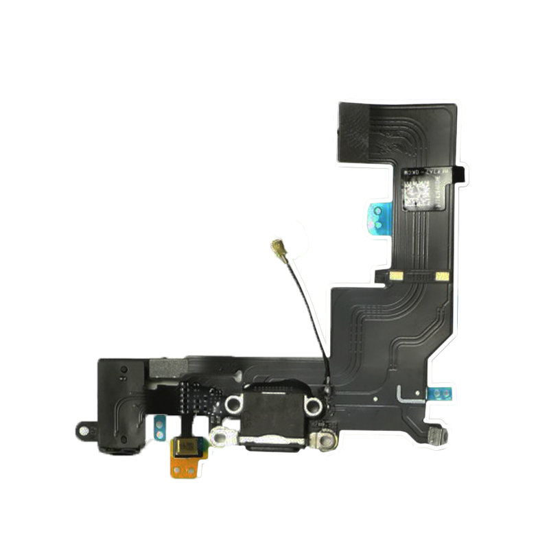 Шлейф iPhone SE на разъем зарядки, разъемом гарнитуры и микрофон, черный