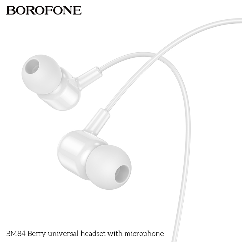 Наушники проводные BOROFONE BM84 Berry universal earphones 3.5mm, белые