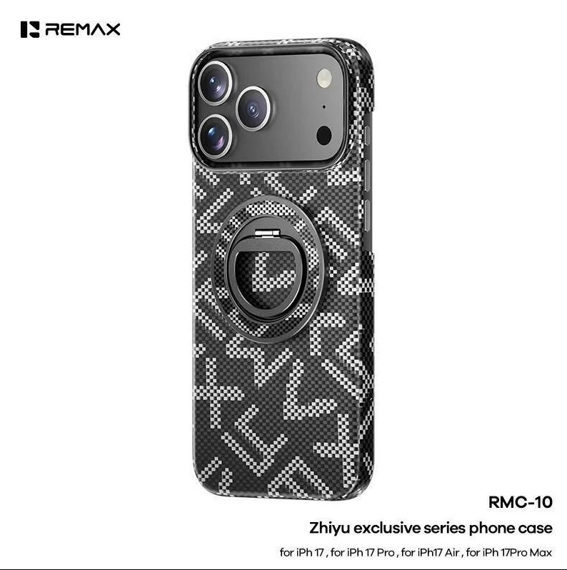 Чехол Remax RMC-10 на айфон 17 Pro Max Черный MagSafe с кольцом подставкой