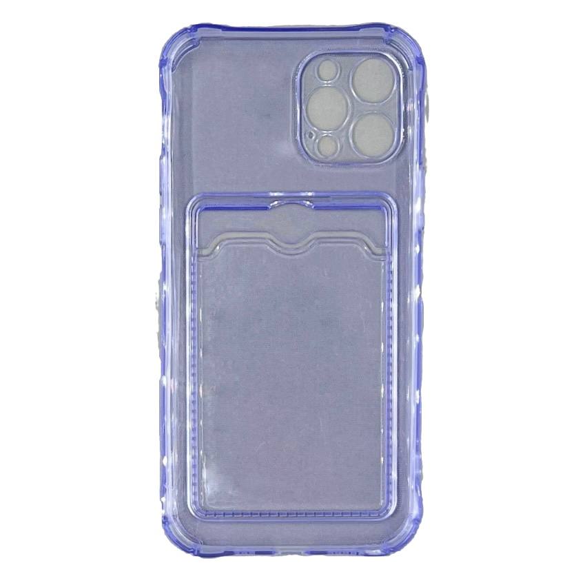 Чехол силиконовый с визитницей iPhone 12/ 12 Pro, фиолетовый