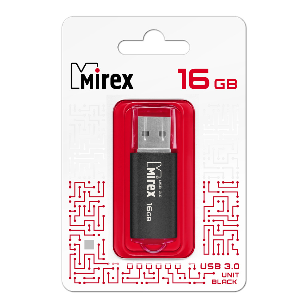 USB флеш-накопитель Mirex 16 GB USB 3.0 UNIT, черный