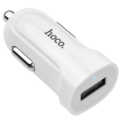 Автомобильный адаптер HOCO Z2 USB (1500mAh) с кабелем Lightning, белый