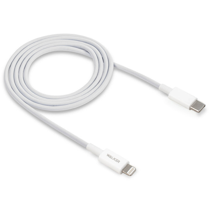USB кабель "WALKER" C830, 30W, Type-C-Lightning, поддержка PD, белый