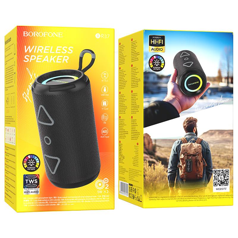 Колонка портативная BOROFONE BR37 Noble sports BT speaker, черная