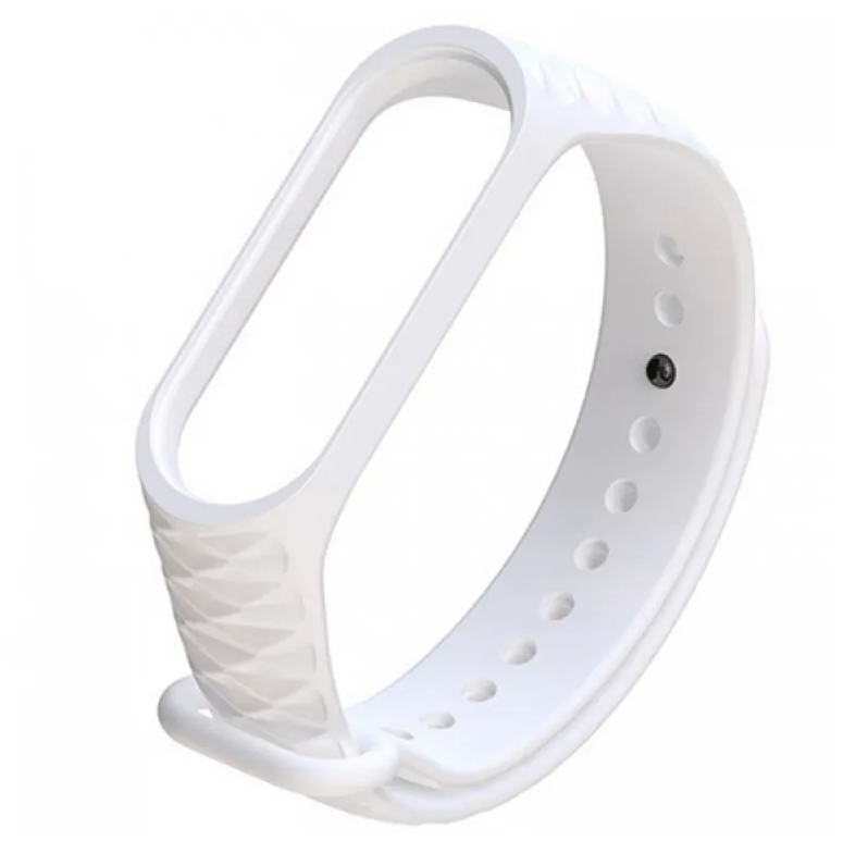 Ремешок силиконовый для Mi Band 3/ 4 рельефный, белый