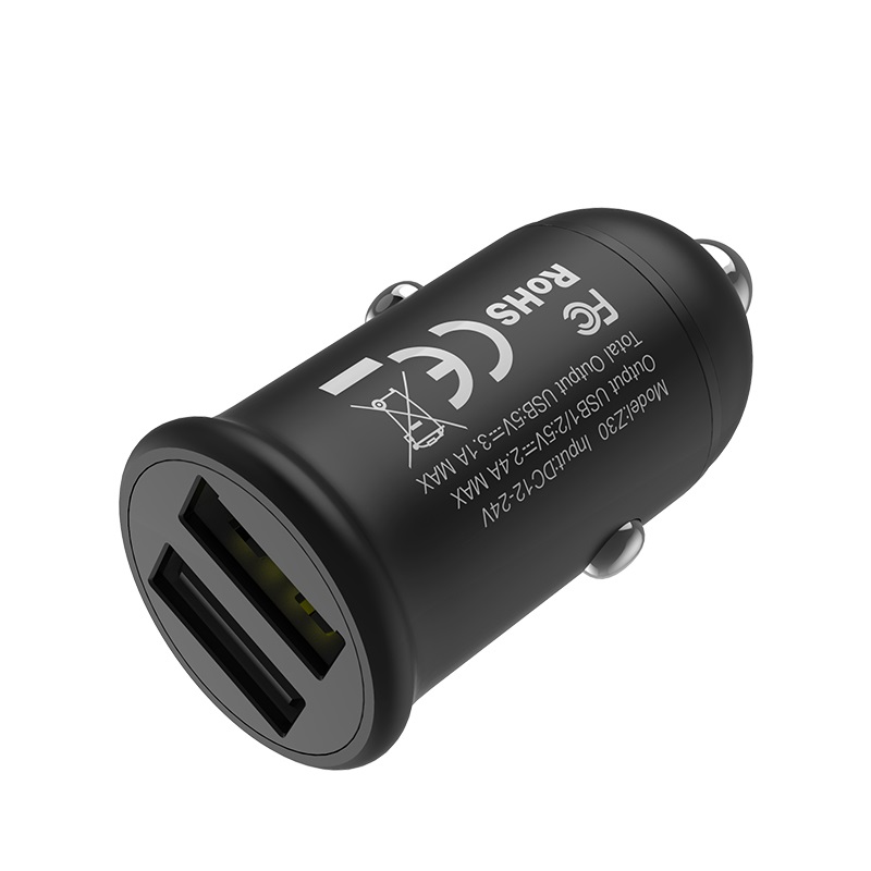 Автомобильный адаптер HOCO Z30 2USB (3100mAh), черный