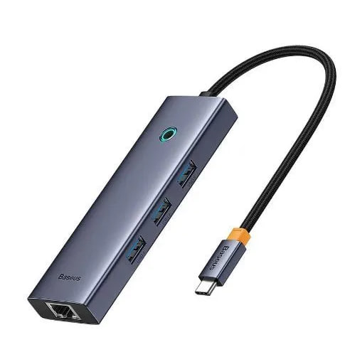 USB-концентратор Baseus UltraJoy Series (4-Port) (Type-C - USB 3.0+RJ45) (Серый)