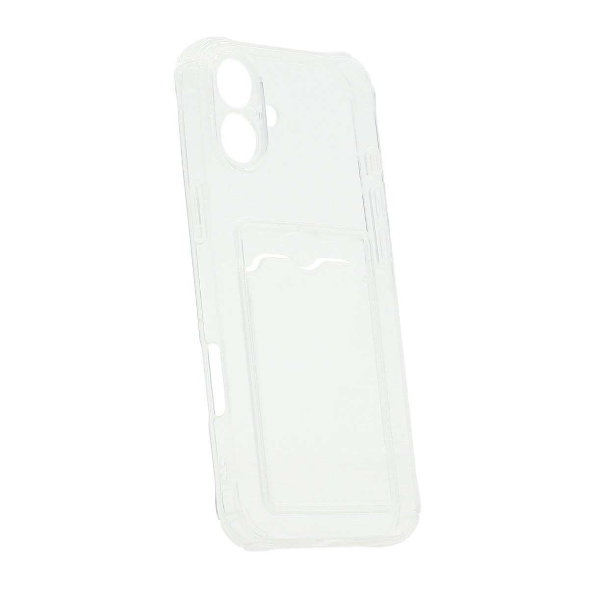 Чехол силиконовый с визитницей для iPhone 16, прозрачный