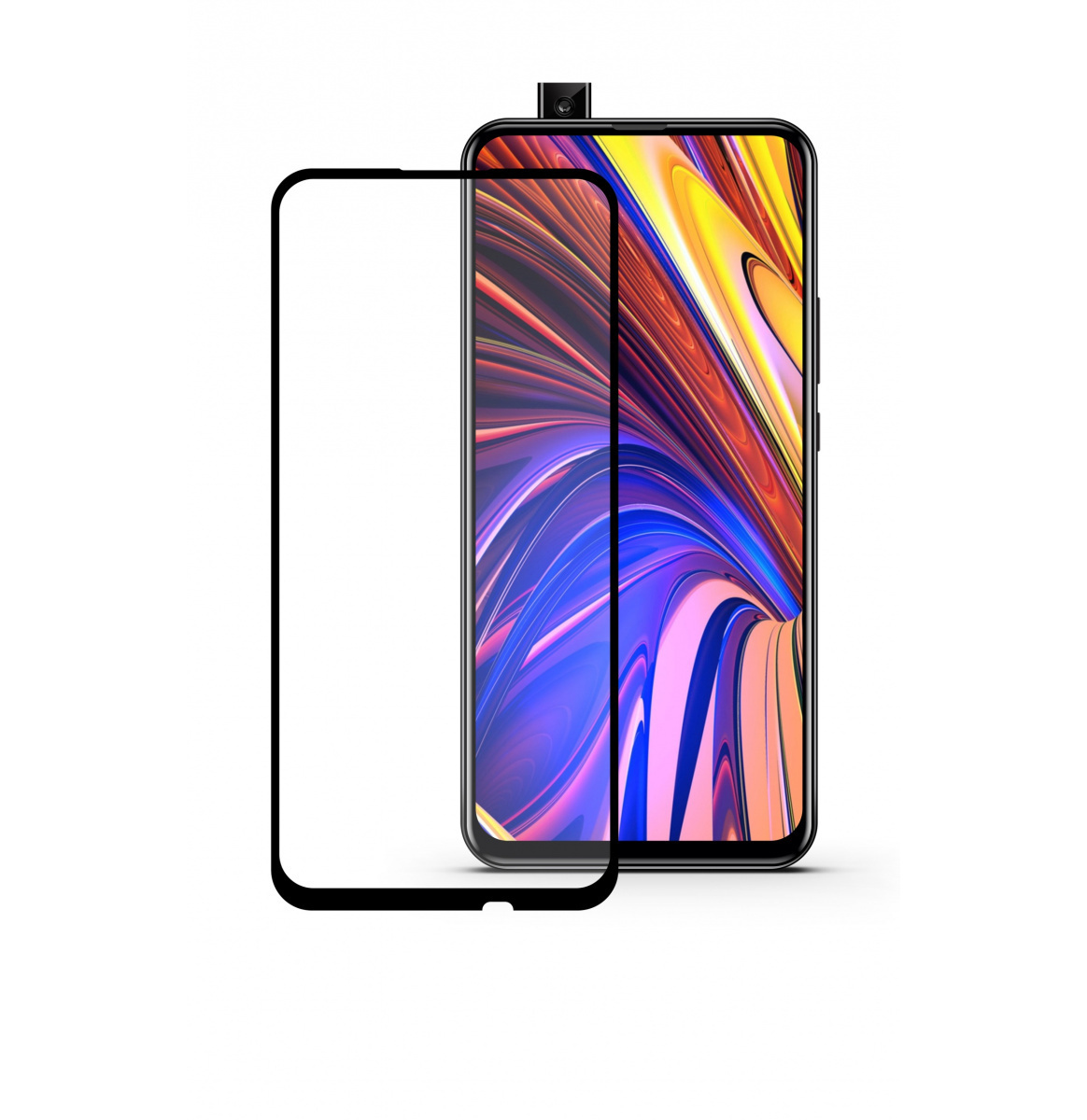 Защитное стекло Full Screen Brera 2,5D, Huawei P Smart Z/ Y9 Prime/ Y9S/ Honor 9X, черное (упаковка)