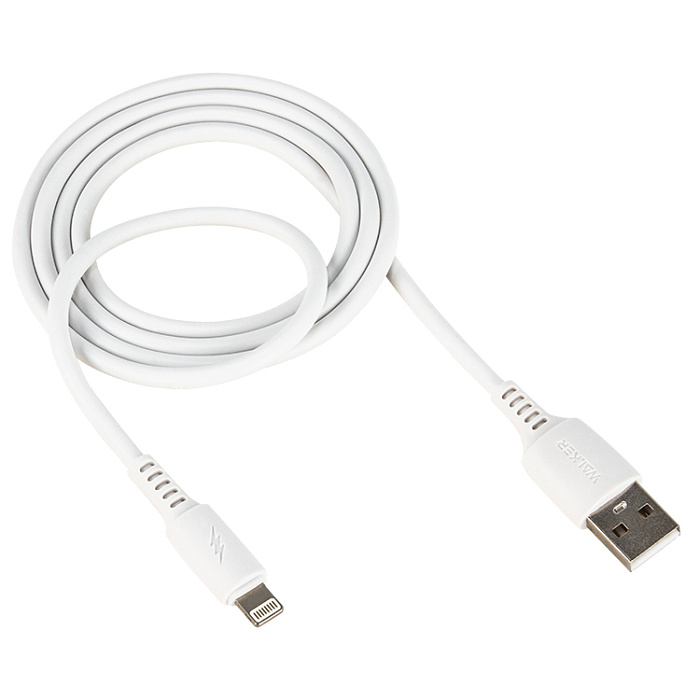 USB кабель Lightning WALKER C308, 2.4А,  QC, (100см), белый