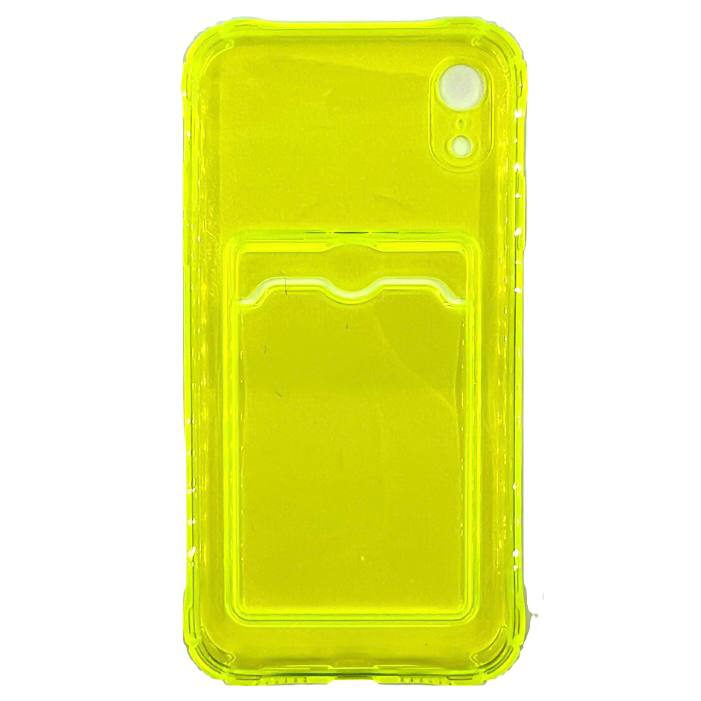 Чехол силиконовый с кармашком iPhone XR прозрачный салатовый