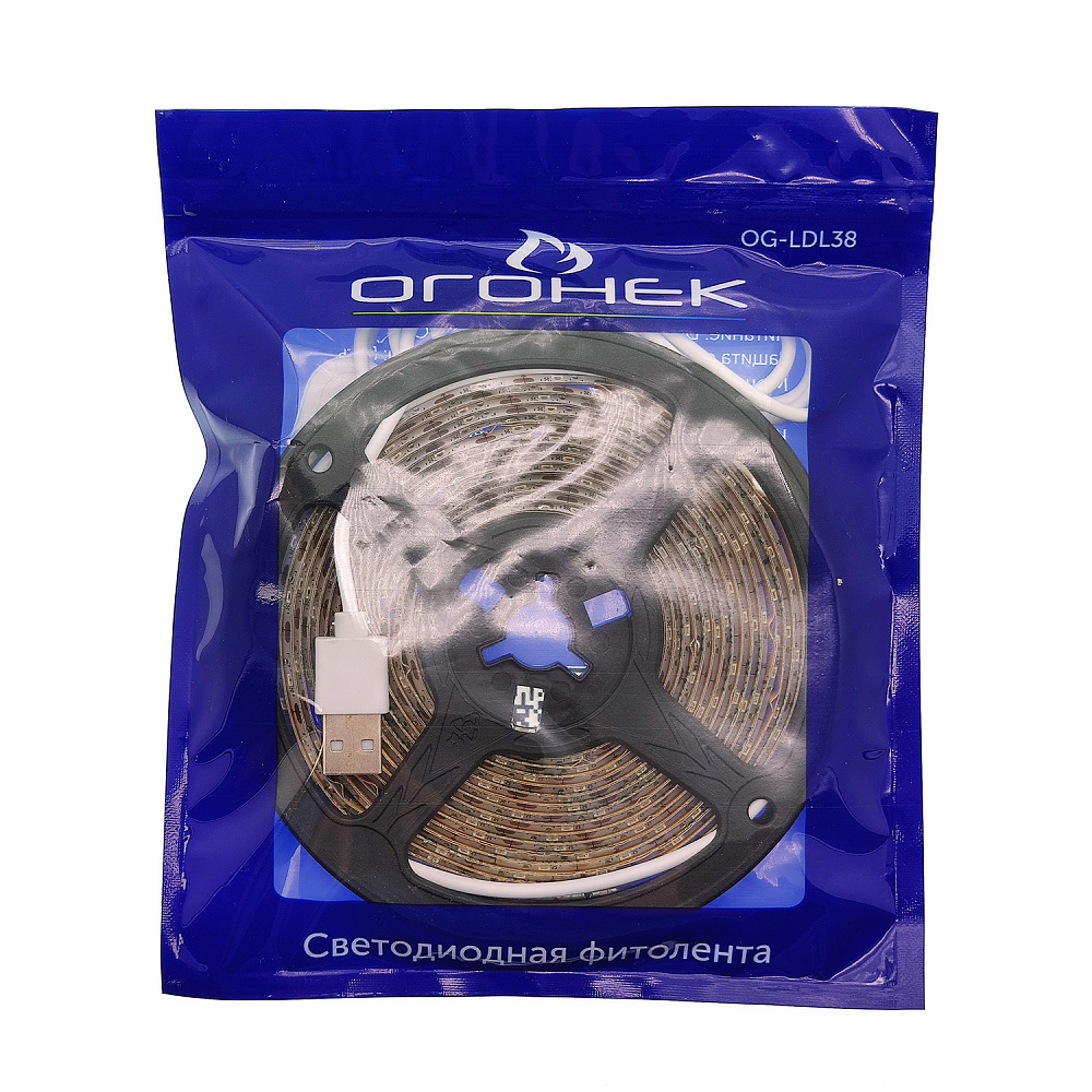 Фито-лента Огонек OG-LDL37 USB (4м, IP65) розовая