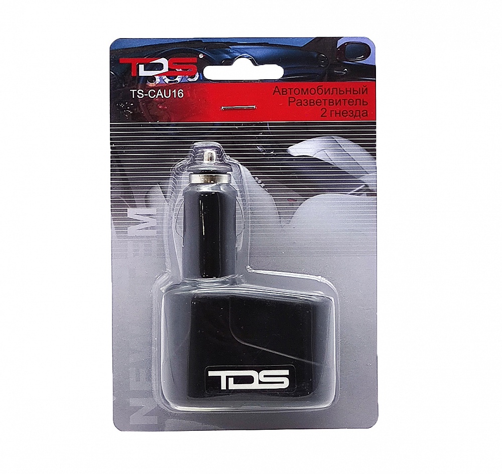 Разветвитель розетки автоприкуривателя TDS TS-CAU16 (2 гнезда) черный