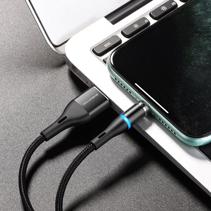 USB кабель Lightning BOROFONE BU16 Skill magnetic (100см), черный