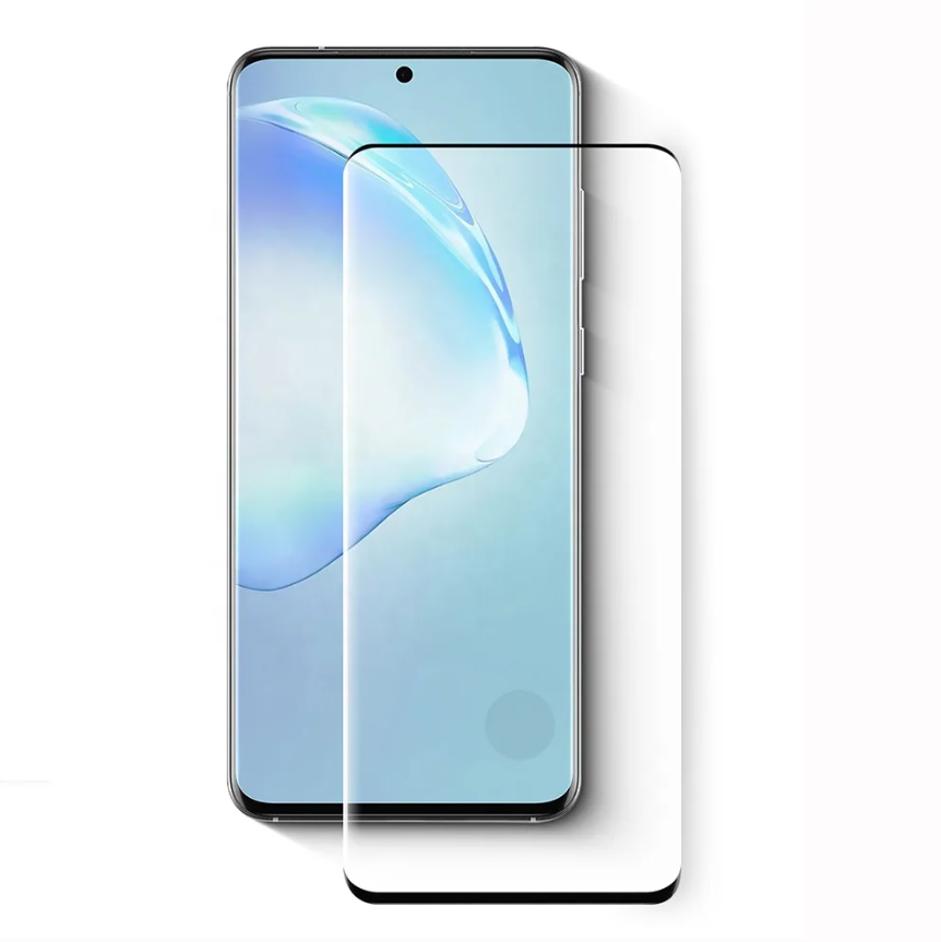 Защитное стекло Samsung S20 Ultra SM-G988 3D, черное (клей по краю) (тех. упаковка)