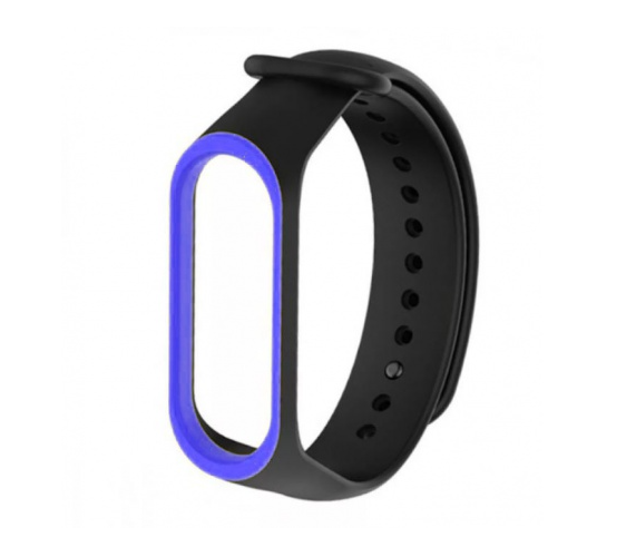 Ремешок силиконовый для Mi Band 5/ 6, черно-голубой