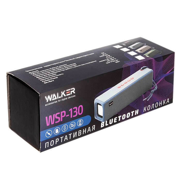 Колонка портативная WALKER WSP-130 Bluetooth, серая
