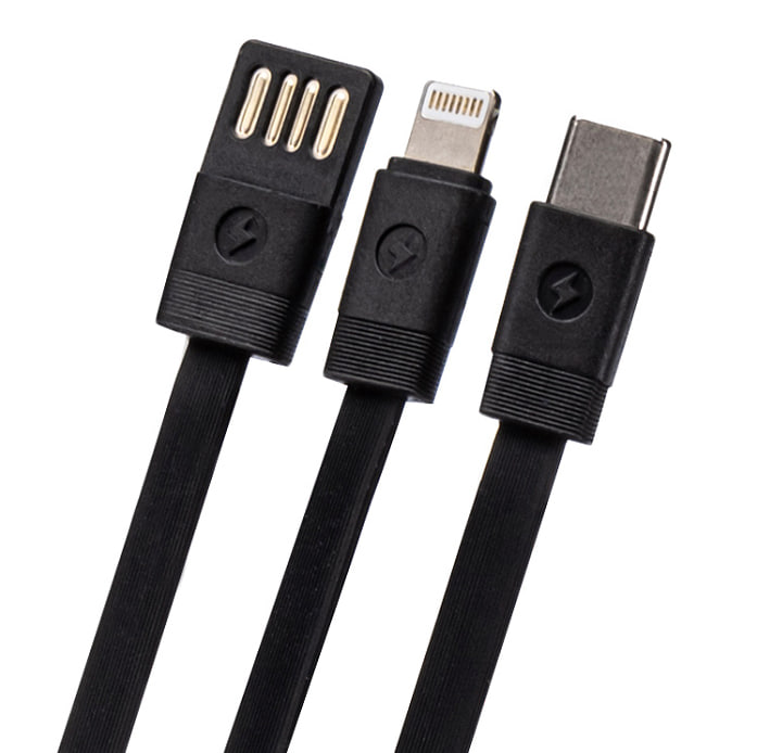 Внешний аккумулятор Power Bank 20000 mAh WALKER WB-625, 22,5W c 3 встроенными кабелями, черный