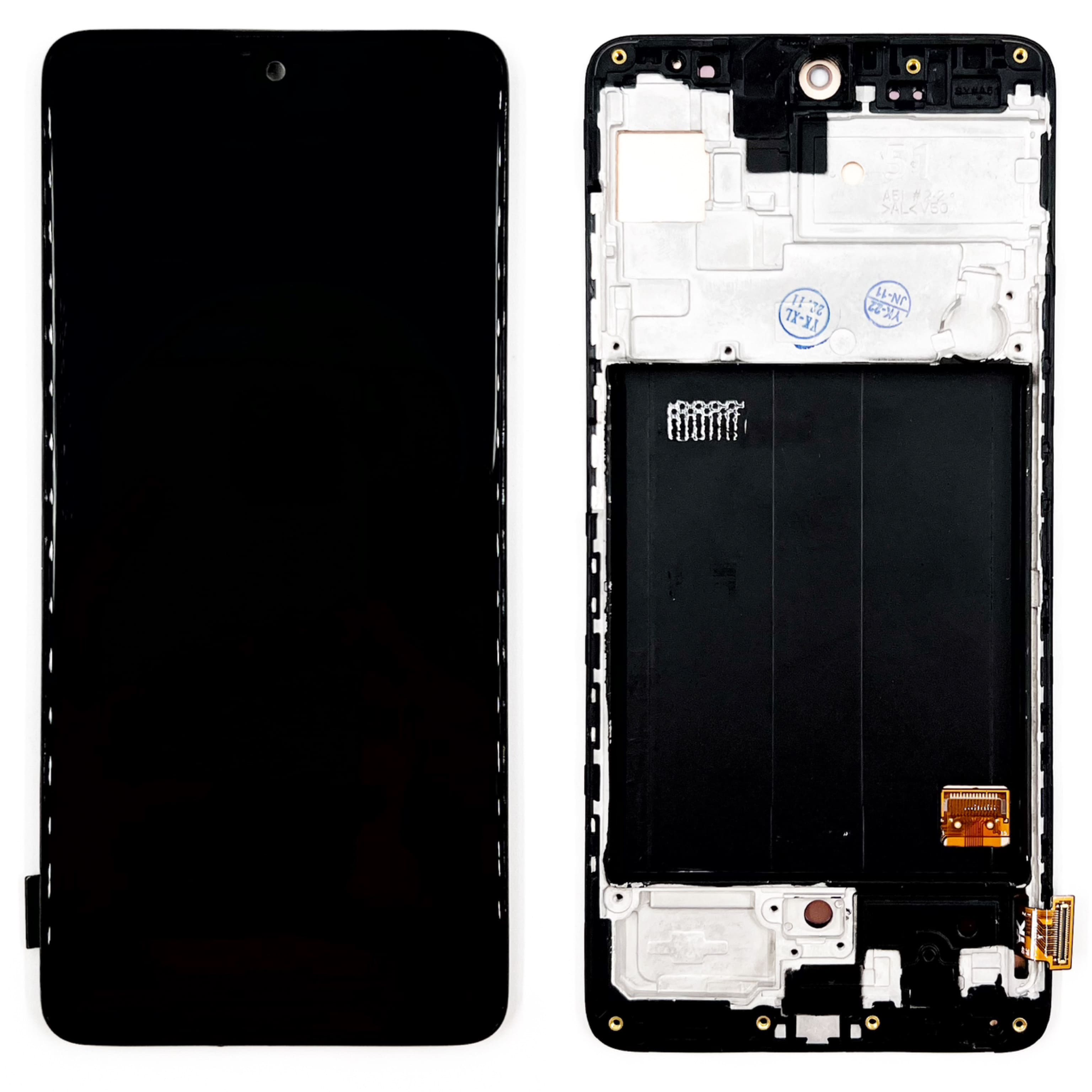 Дисплей Samsung A515F Galaxy A51 в сборе с тачскрином и рамкой, Черный (Org)