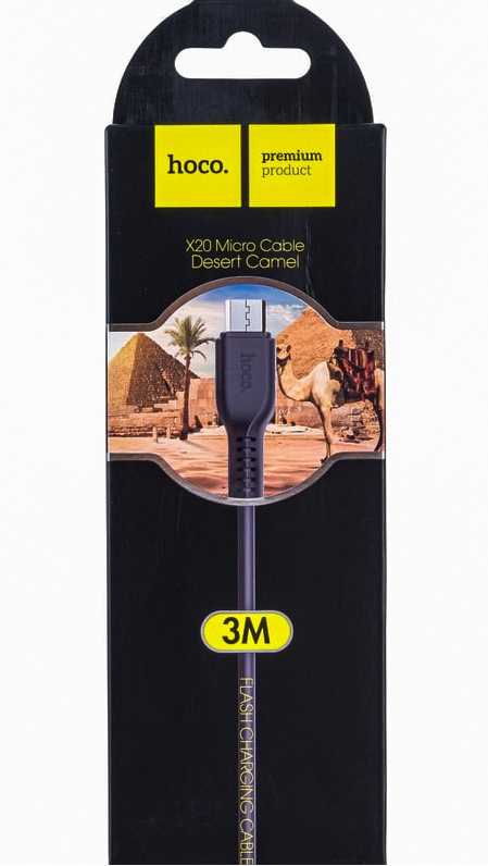 USB кабель micro USB HOCO X20 (300см, 2,4A), черный