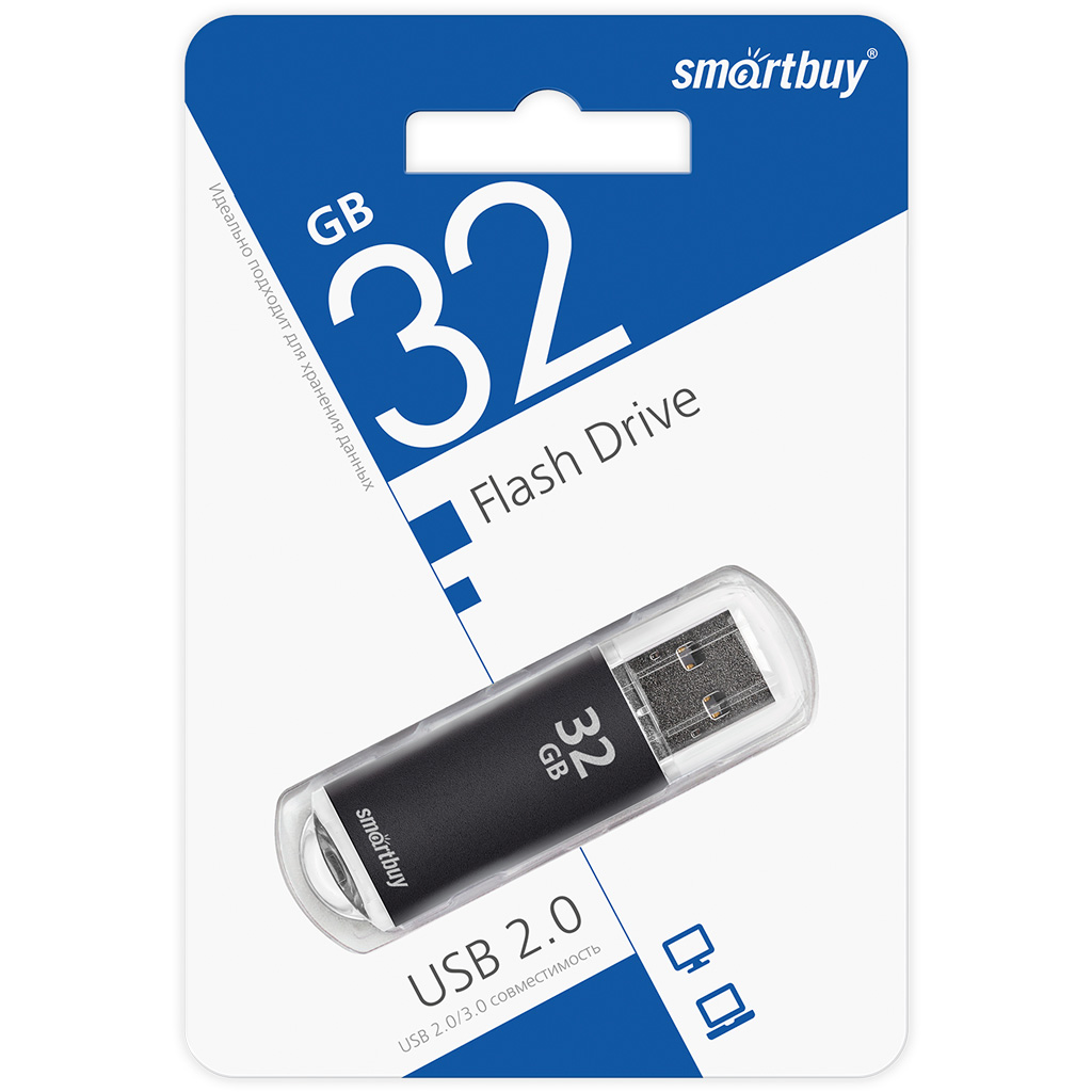 USB флеш-накопитель Smartbuy 32 GB USB 2.0 V-Cut, черный