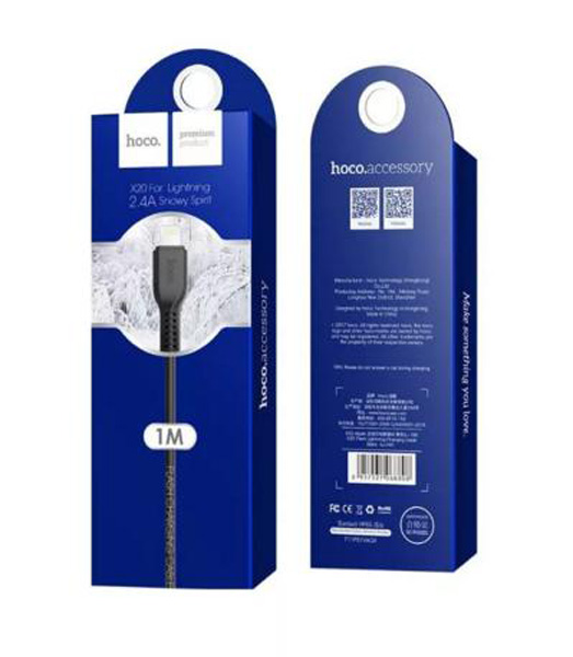 USB кабель Lightning HOCO X20 Flash (100см. 2.4A)., черный