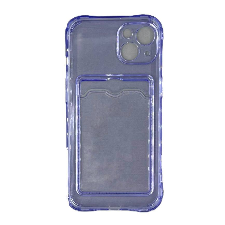 Чехол силиконовый с визитницей iPhone 13, фиолетовый