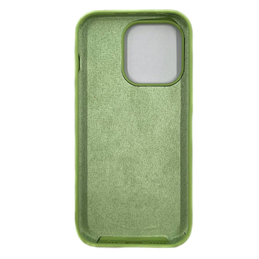 Чехол силиконовый гладкий Soft Touch iPhone 14 Pro, зеленый №1 (закрытый низ)