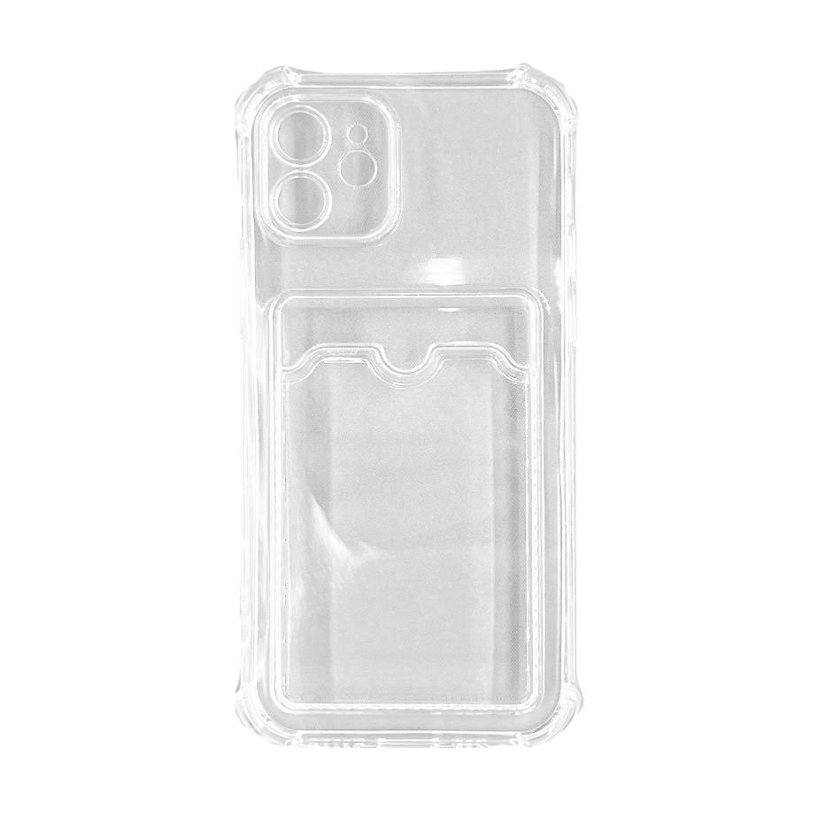 Чехол силиконовый противоударный с визитницей iPhone 12/ 12 Pro прозрачный