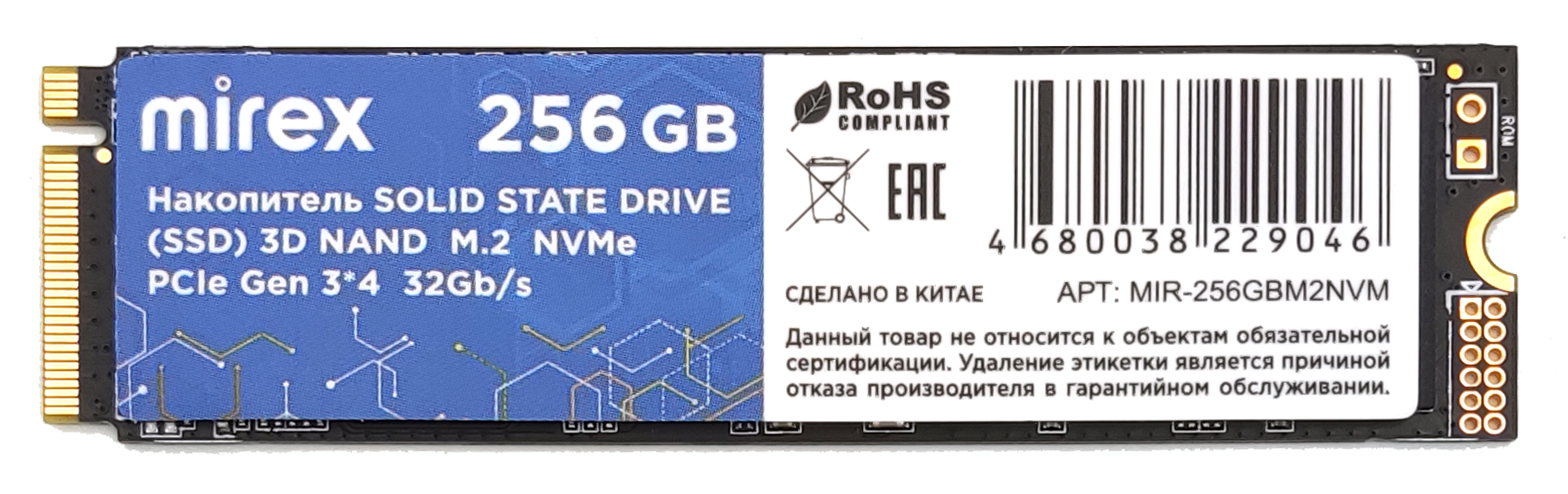 Накопитель SSD M.2 NVMe Mirex 256GB PCle Gen 3*4