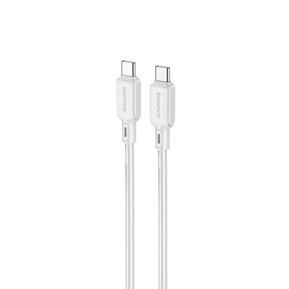 USB-C кабель BOROFONE BX94 Crystal Silicone Type-С to Type-С PD60W (3.0A, 100см), светло-серый
