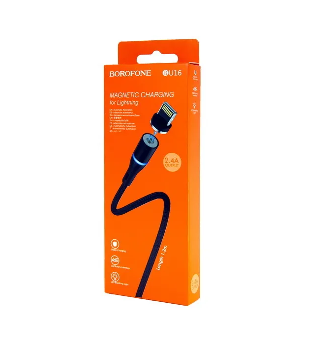 USB кабель Lightning BOROFONE BU16 Skill magnetic (100см), черный