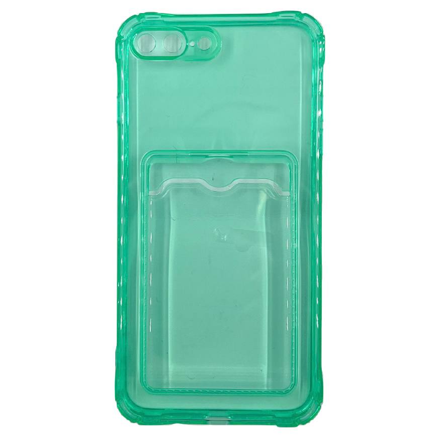 Чехол силиконовый с кармашком iPhone 7 Plus/ 8 Plus прозрачный, мятный