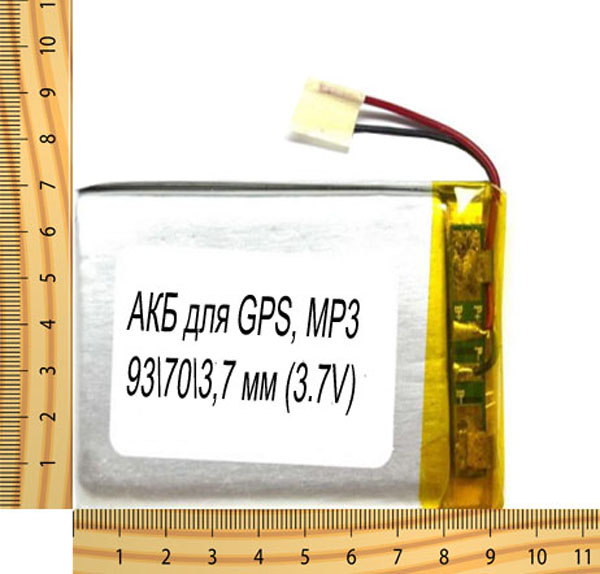 АКБ универсальная на проводах 93/ 70/ 3,7 мм (3.7V)