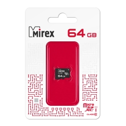 Карта памяти MicroSDXC Mirex 64 GB класс 10 (UHS-I, U1, class 10) Карта памяти MicroSDXC Mirex 64 GB класс 10 (UHS-I, U1, class 10)