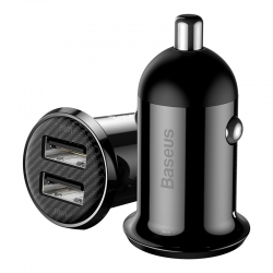 Автомобильный адаптер BASEUS Grain Pro (2 USB, 4.8A), черный Автомобильный адаптер BASEUS Grain Pro (2 USB, 4.8A), черный