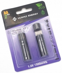 Аккумуляторы Huahui Energy R03 R6 1500mAh BL2 2/AA 2шт с разъемом USB (цена за упаковку 2шт)